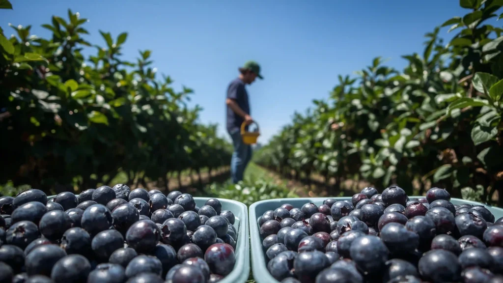 Cosecha de arandanos azules en venta de agricola quiñahue